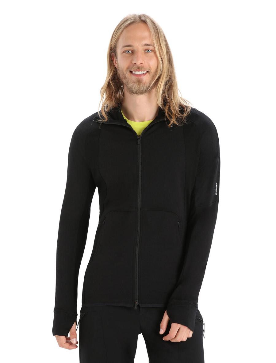 Icebreaker ZoneKnit™ Merino Long Sleeve Zip Miesten Huppari Mustat | FI 1274HAPK